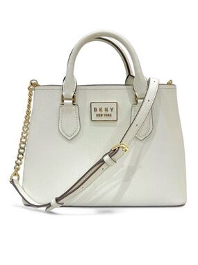 DKNY Ivory Leather Bianca Medium Satchel Bag